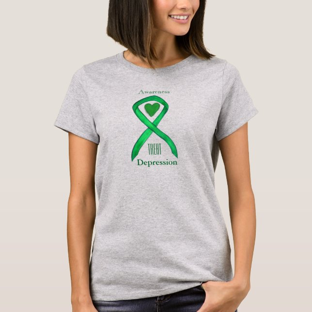 Depression Awareness Ribbon Heart Custom Shirt (Front)