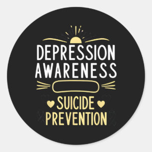 Depression Awareness Suicide Prevention Purple And Classic Round Sticker