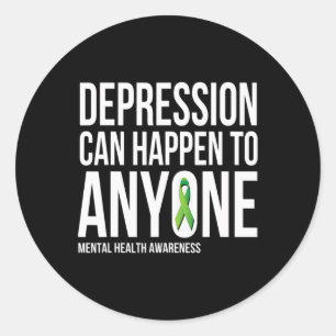 Depression Can Happen To Anyone Mental Health Awar Classic Round Sticker