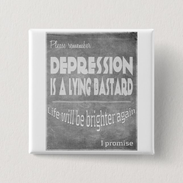 depression lies #silverribbons 15 cm square badge (Front)