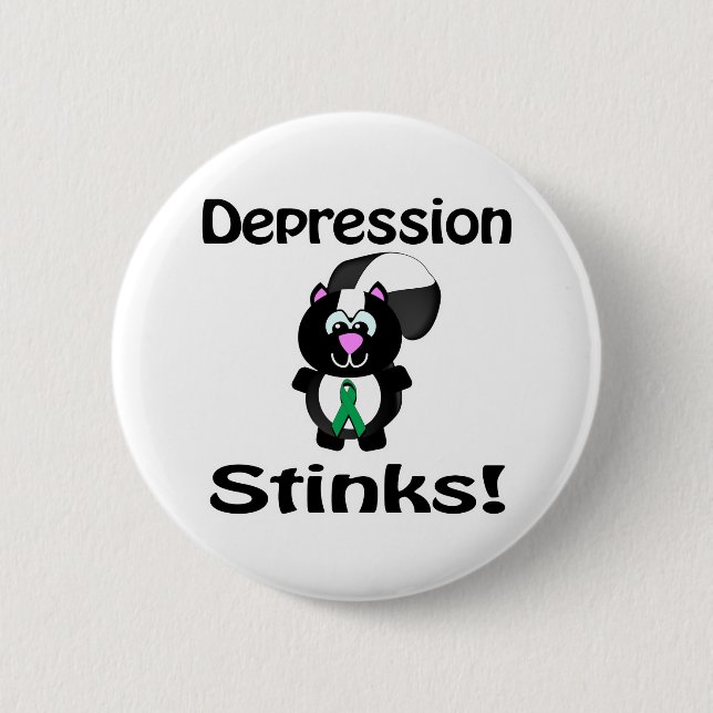 Depression Stinks Skunk Awareness Design 6 Cm Round Badge (Front)