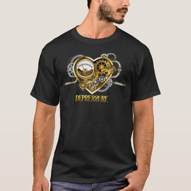 DEPRESSURE Mechanical Heart Steampunk  T-Shirt (Front)