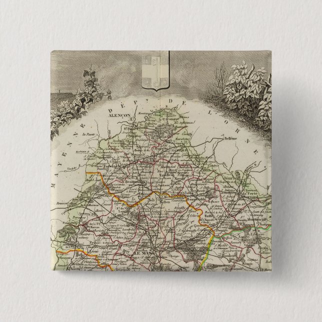 Dept. De La Sarthe 15 Cm Square Badge (Front)