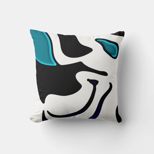 Depth Charge: Abstract Black, White & Blue Cushion (Front)