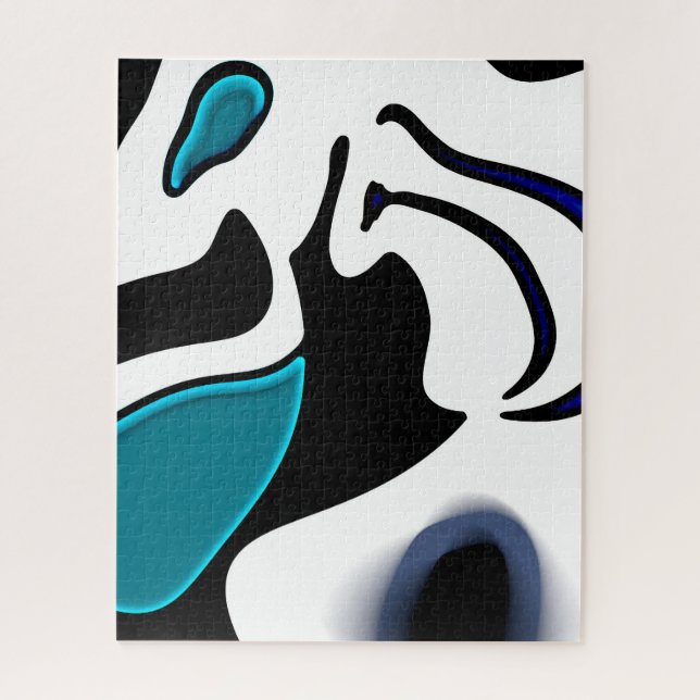 Depth Charge: Abstract Black, White & Blue Jigsaw Puzzle (Vertical)
