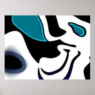 Depth Charge: Abstract Black, White & Blue Poster