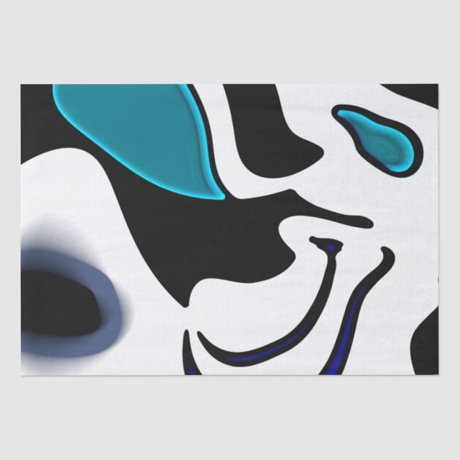 Depth Charge: Abstract Black, White & Blue Tissue Paper (Front)