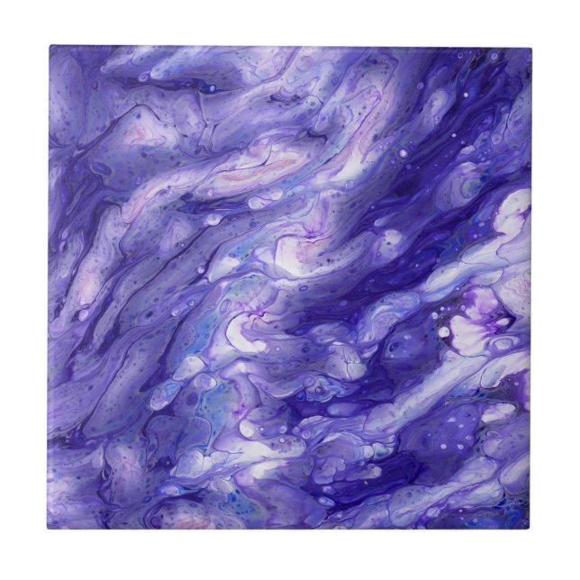 Depths Of Purple Galaxy Acrylic Fluid Pour Ceramic Tile (Front)