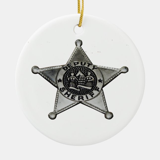 Deputy Sheriff Ceramic Tree Decoration (Front)