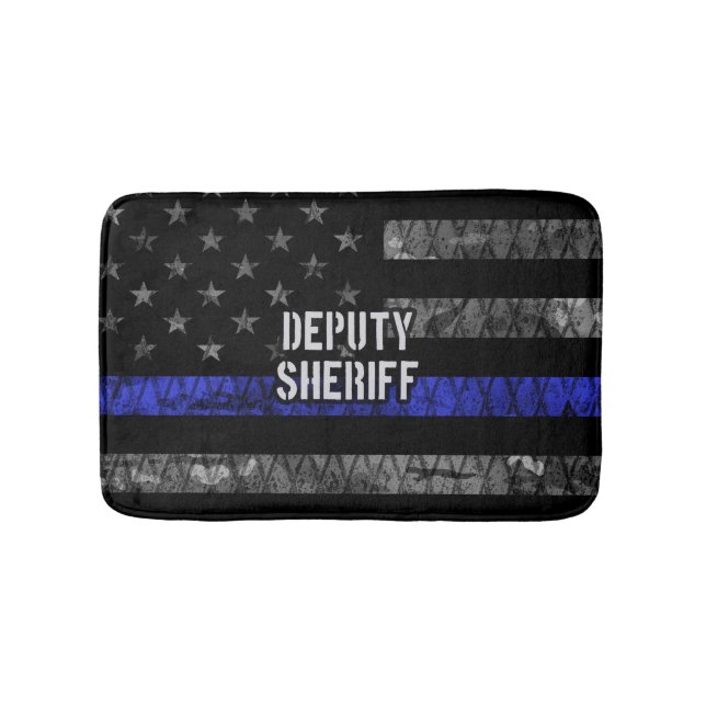 Deputy Sheriff Distressed Flag Bath Mat (Front)