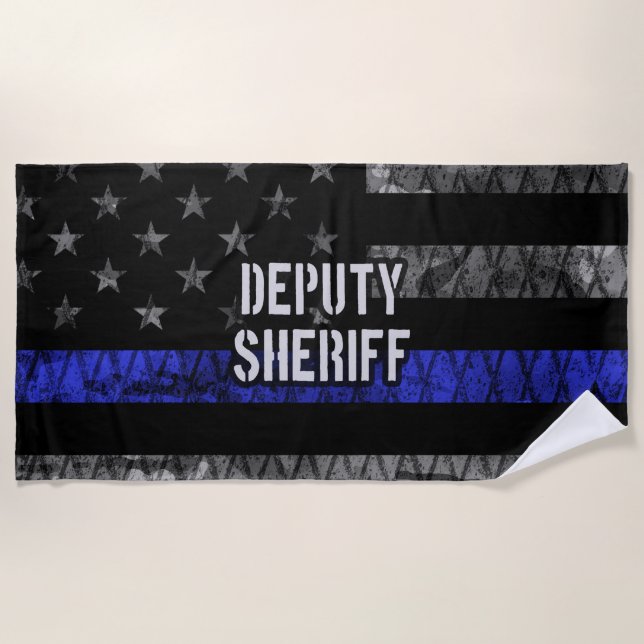 Deputy Sheriff Distressed Flag Beach Towel (Front)