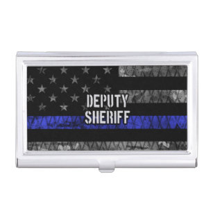 Deputy Sheriff Distressed Flag Business Card Holder