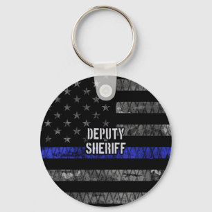 Deputy Sheriff Distressed Flag Key Ring
