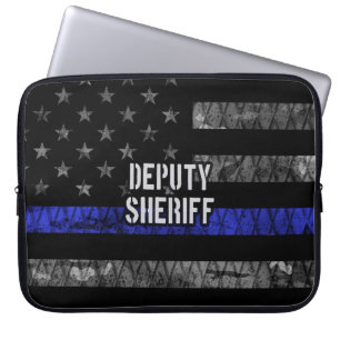 Deputy Sheriff Distressed Flag Laptop Sleeve