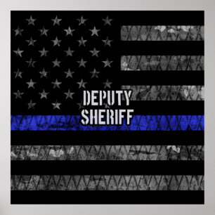 Deputy Sheriff Distressed Flag Poster