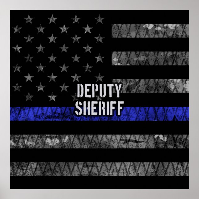 Deputy Sheriff Distressed Flag Poster (Front)