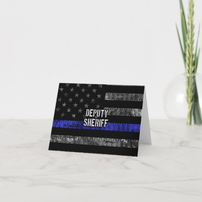 Deputy Sheriff Distressed Flag Thank You Card (Front)