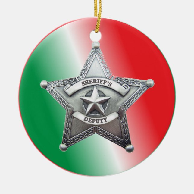 Deputy Sheriff’s Star Badge Ceramic Ornament (Front)