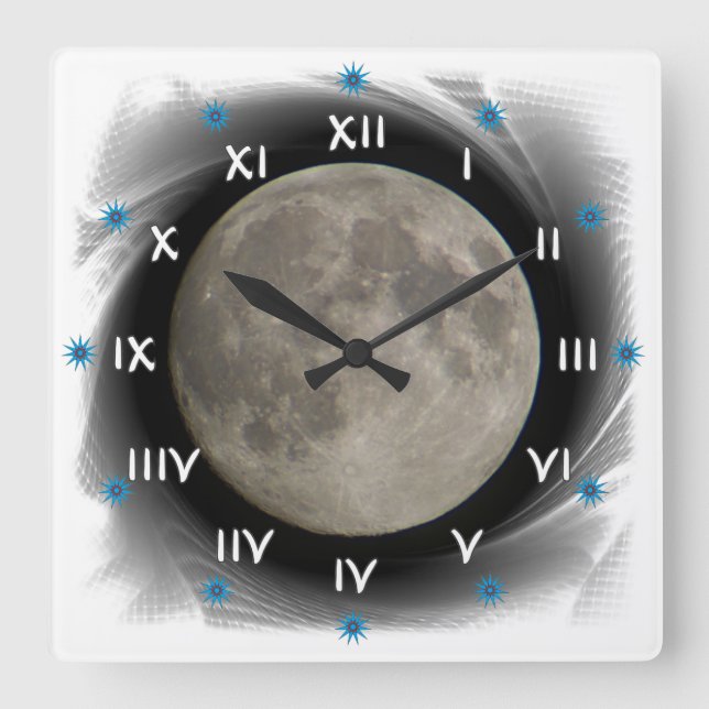 Der Mond, the Moon, the Moon Uhr Square Wall Clock (Front)