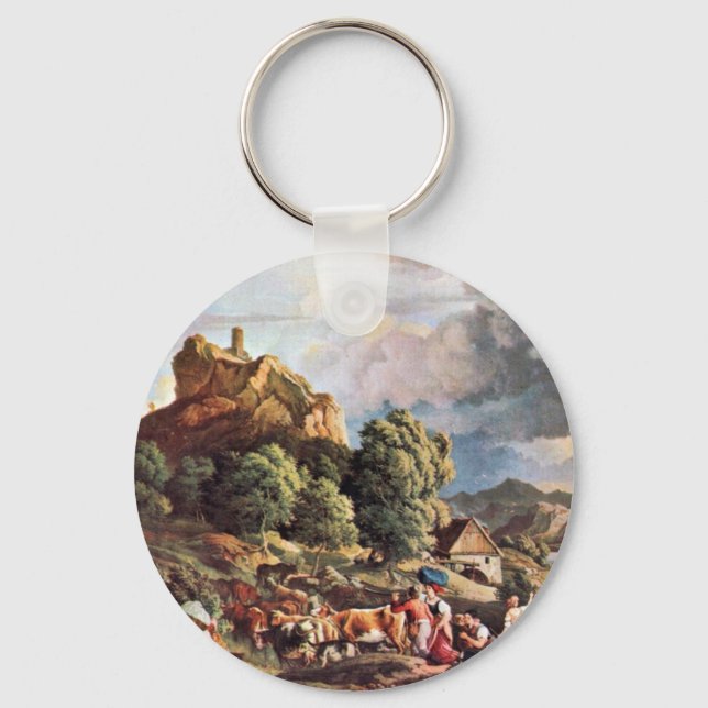 Der Schreckenstein In Usti By Richter Ludwig Key Ring (Front)
