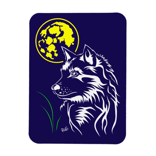 Der träumende junge Wolf Premium Flexi Magnet (Vertical)