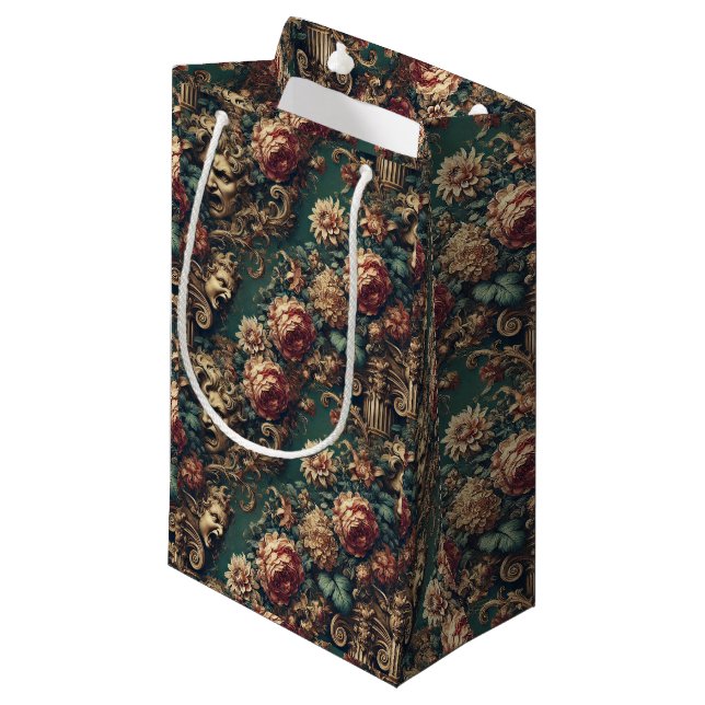 Deranged Decadence – Gothic Victorian Floral  Small Gift Bag (Front Angled)