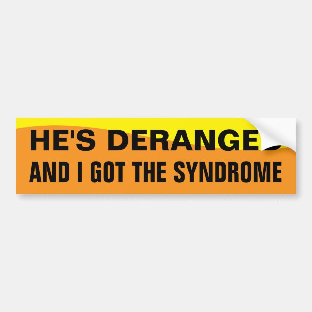 DERANGEMENT SYNDROME BUMPER STICKER (Front)