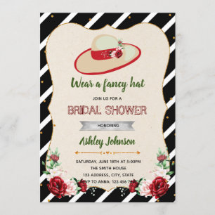 Derby big hat theme bridal shower invitation