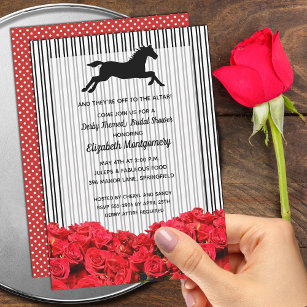 Derby Bridal Shower Red Roses Racehorse Invitation