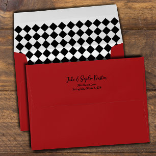 Derby Day Diamond Check Pattern Red Envelope