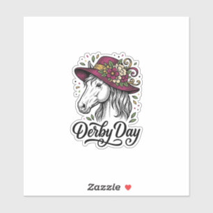 Derby Day Floral Horse Hat Vintage Engraving Desig