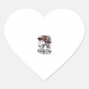 Derby Day Floral Horse Hat Vintage Engraving Desig Heart Sticker