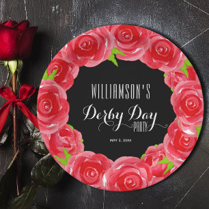 Derby Day Red Roses Paper Plate