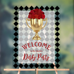 Derby Day Trophy and Roses Welcome Acrylic Sign