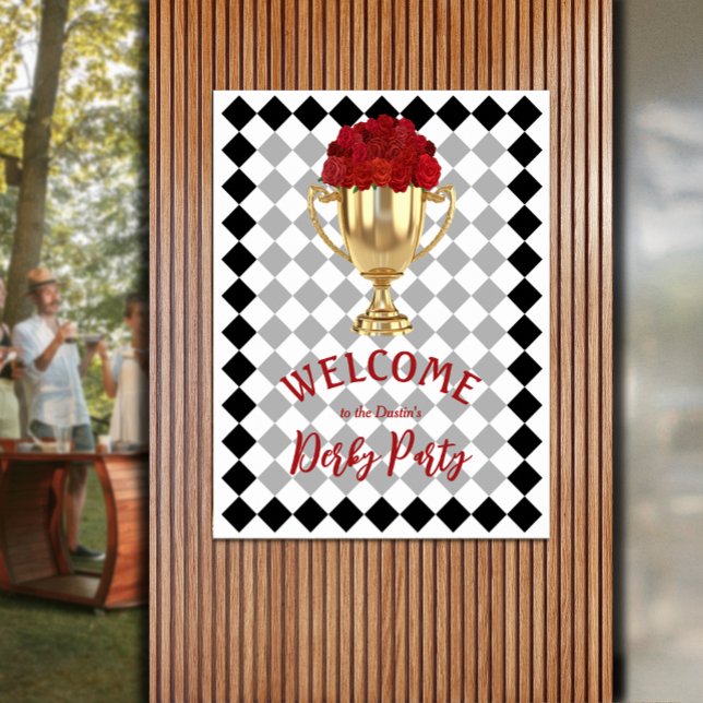 Derby Day Trophy and Roses Welcome Poster (Derby Day trophy and roses Welcome poster - INSTANT DOWNLOAD and/or PRINTED)
