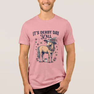 Derby Day Y’all Horse Floral Hat Tri-Blend Shirt