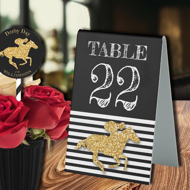 Derby Gold Racehorse and Jockey (Derby table number signs (sticker on the straw sold separately in our collection))