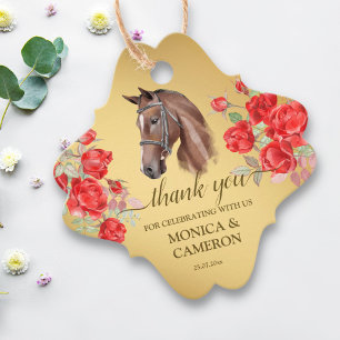 Derby horse equestrian party elegant brown horse favour tags