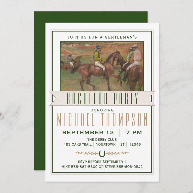 Derby Horse Race Bachelor Party | Edgar Degas Invitation (Front/Back)