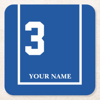 Derby Horse Race Blue 3 Personalised Square Paper Coaster