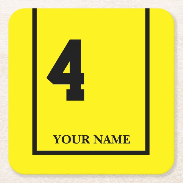 Derby Horse Race Yellow 4 Personalised Square Paper Coaster (Front)