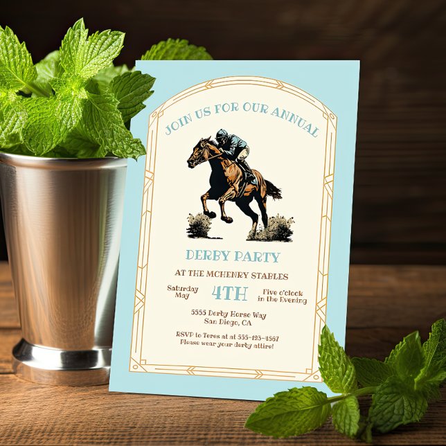 Derby Horse Racing Arts & Crafts woodcut Party Invitation (Creator Uploaded)