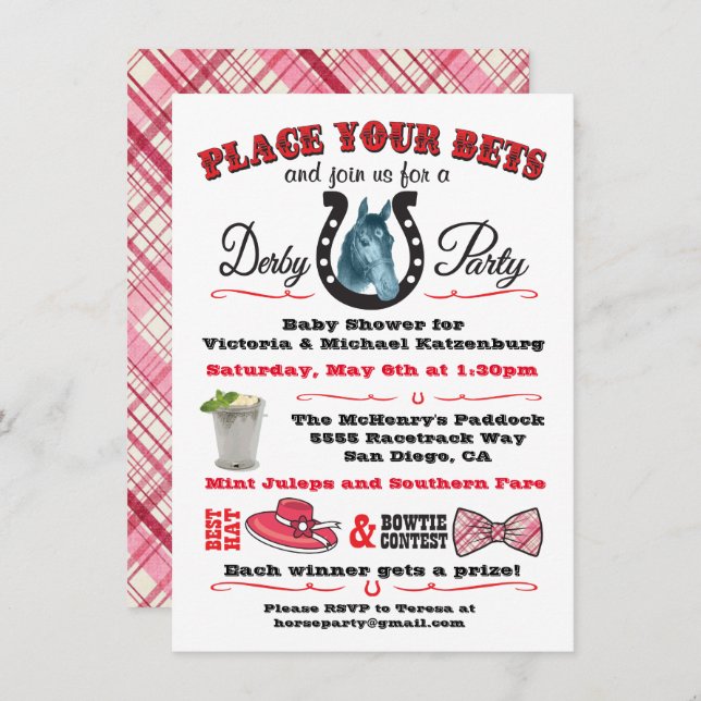 Derby Horse Racing Baby Shower invitation (Front/Back)