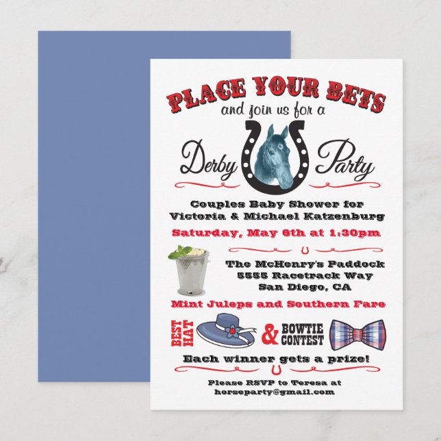 Derby Horse Racing Baby Shower invitation (Front/Back)