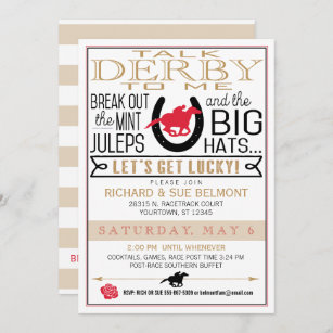 Derby Horse Racing Party Black/Red/Gold Invitation