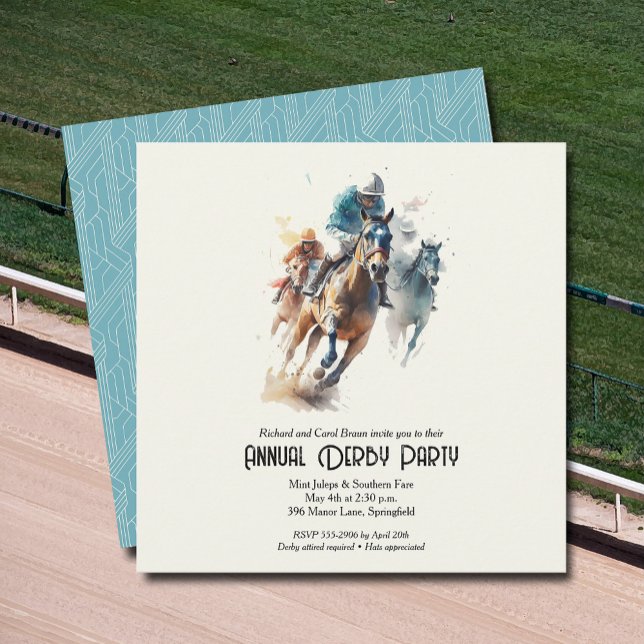 Derby Horses and Jockeys Party Invitation (Racehorses and Jockeys Derby Party Invitations - INSTANT DOWNLOAD and/or PRINTED or both!)