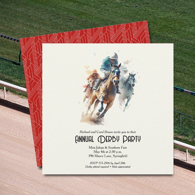 Derby Horses and Jockeys Party Invitation (Derby Racehorses and Jockeys Party Invitations)
