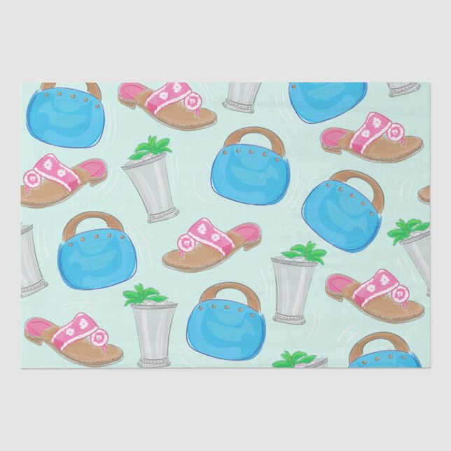 Derby Mint Julep & Bermuda Bag Pattern Tissue Paper (Front)