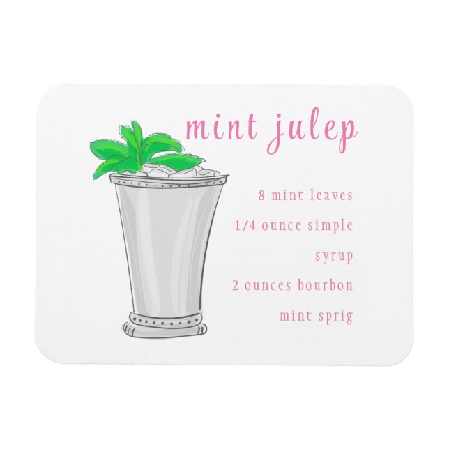 Derby Mint Julep Preppy Bar Recipe Magnet (Horizontal)