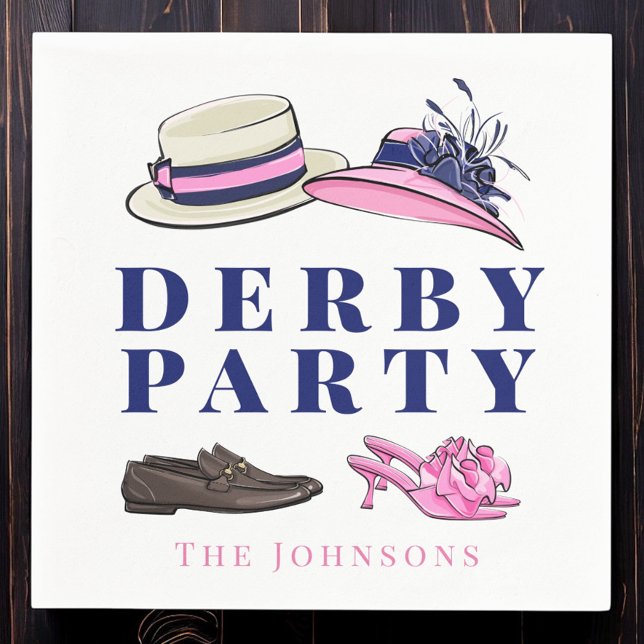 Derby Party Hat Shoes Fashion Preppy Navy Napkin (Creator Uploaded)